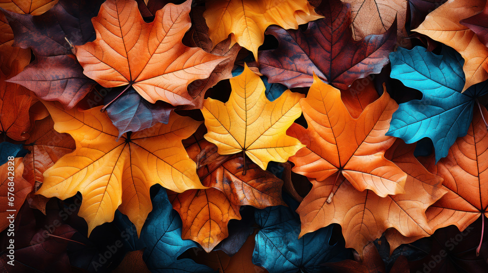 Fototapeta premium autumn leaves background created with Generative AI technology