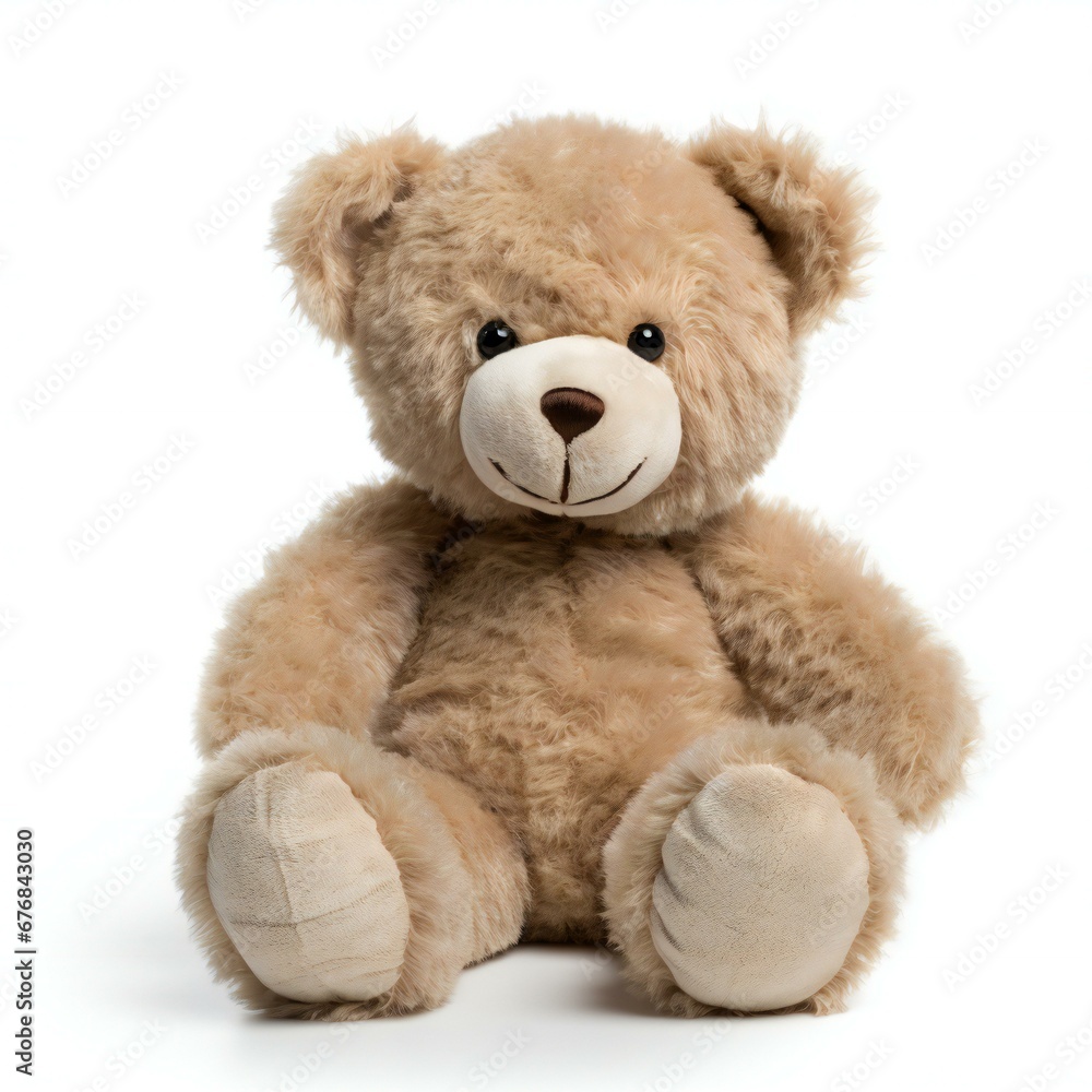 Teddy bear isolated on white background,  Close-up image