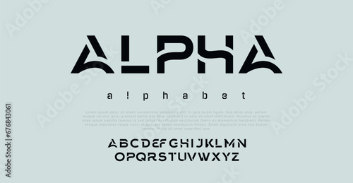 ALPHA  Modern Bold Font. Regular Italic Number Typography urban style alphabet fonts for fashion, sport, technology, Crypto, digital, movie, logo design, vector illustration