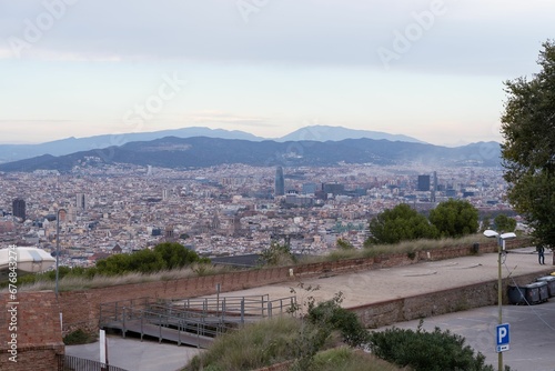 Panoramic view of the city of Barcelona on a cloudy day © Wirestock