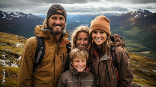family on a hike created with Generative AI technology
