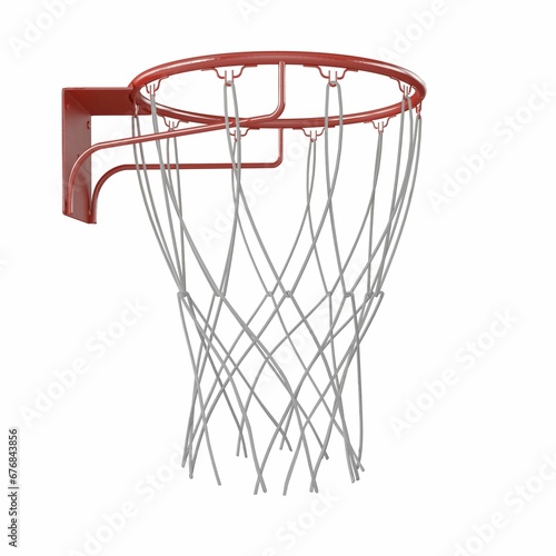 a basketball hoop on a white surface with no backboard © Wirestock