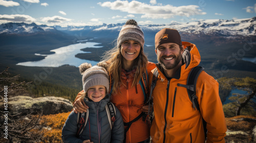 family on a hike created with Generative AI technology