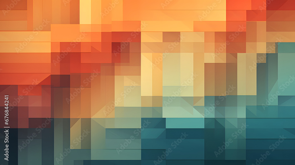 abstract background with blue and orange pixels