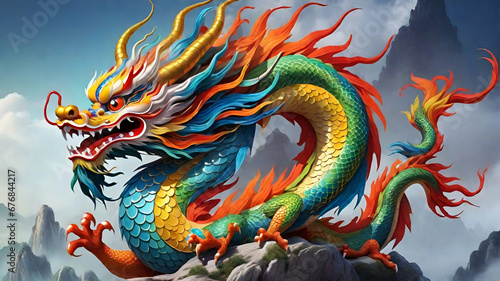 Wallpaper Mural chines dragon statue on the wall AI art Torontodigital.ca