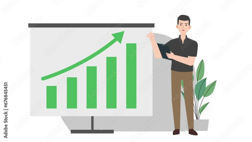 Man with growth chart illustration design Man with growth chart illustration design