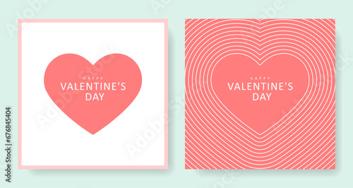 Set of two Happy Valentine's Day cards. Pink love holiday cards, posters, wallpapers