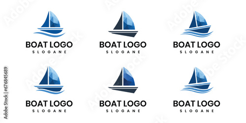 Speed Boat Logo Icon Vector Collection