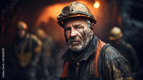 Hard working miners working underground mineral factory wallpaper background