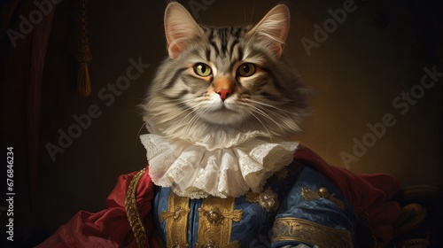 King royal person cat oil painting style portrait wallpaper background