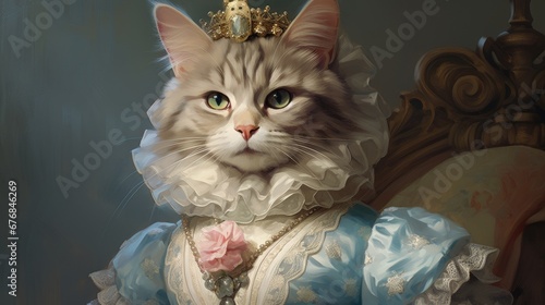 King royal person cat oil painting style portrait wallpaper background