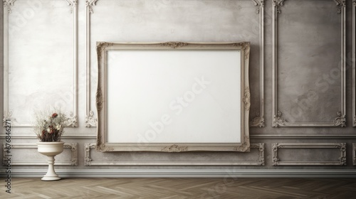 Old retro royal oil paintings style empty frame picture room interior wallpaper background
