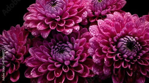 Beautiful purple chrysanthemum flowers on black background. Mother's day concept with a space for a text. Valentine day concept with a copy space. © John Martin