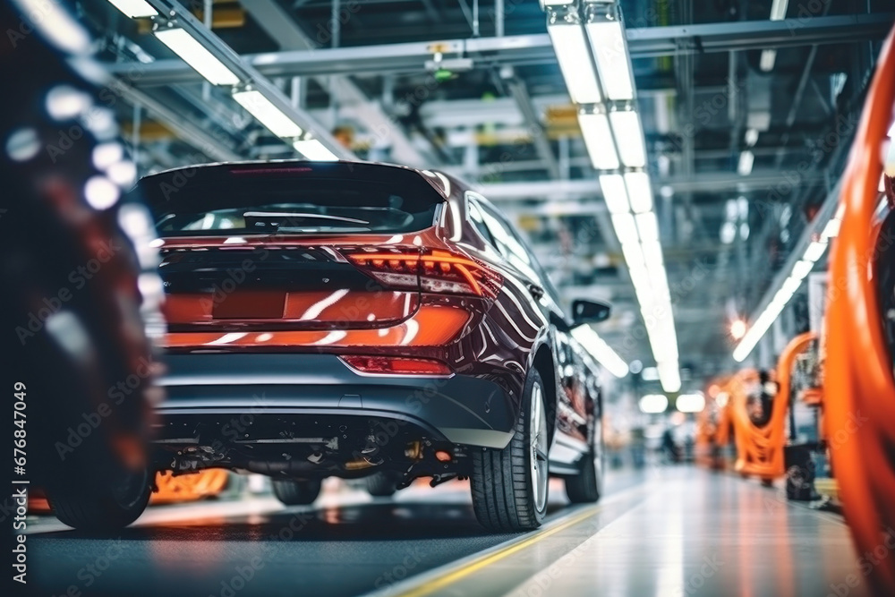 Assembly line for the production of modern cars. The final stage of assembly and testing during production. Quality control. Automated assembly. Assembly line for the production of modern cars. The final stage of assembly and testing during production. Quality control. Automated assembly.