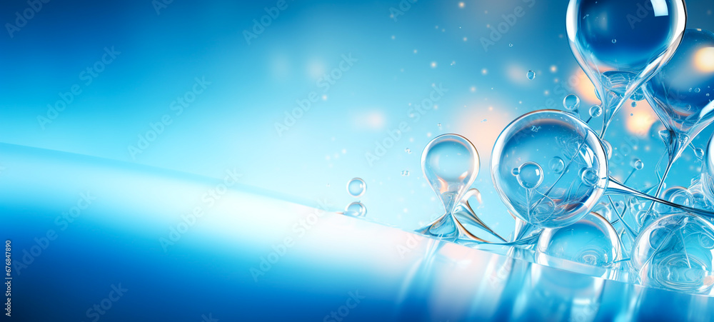 Abstract bubbles background. A bunch of bubbles floating in the air, with a DNA strand in the blue background. Abstract bubbles background. A bunch of bubbles floating in the air, with a DNA strand in the blue background.