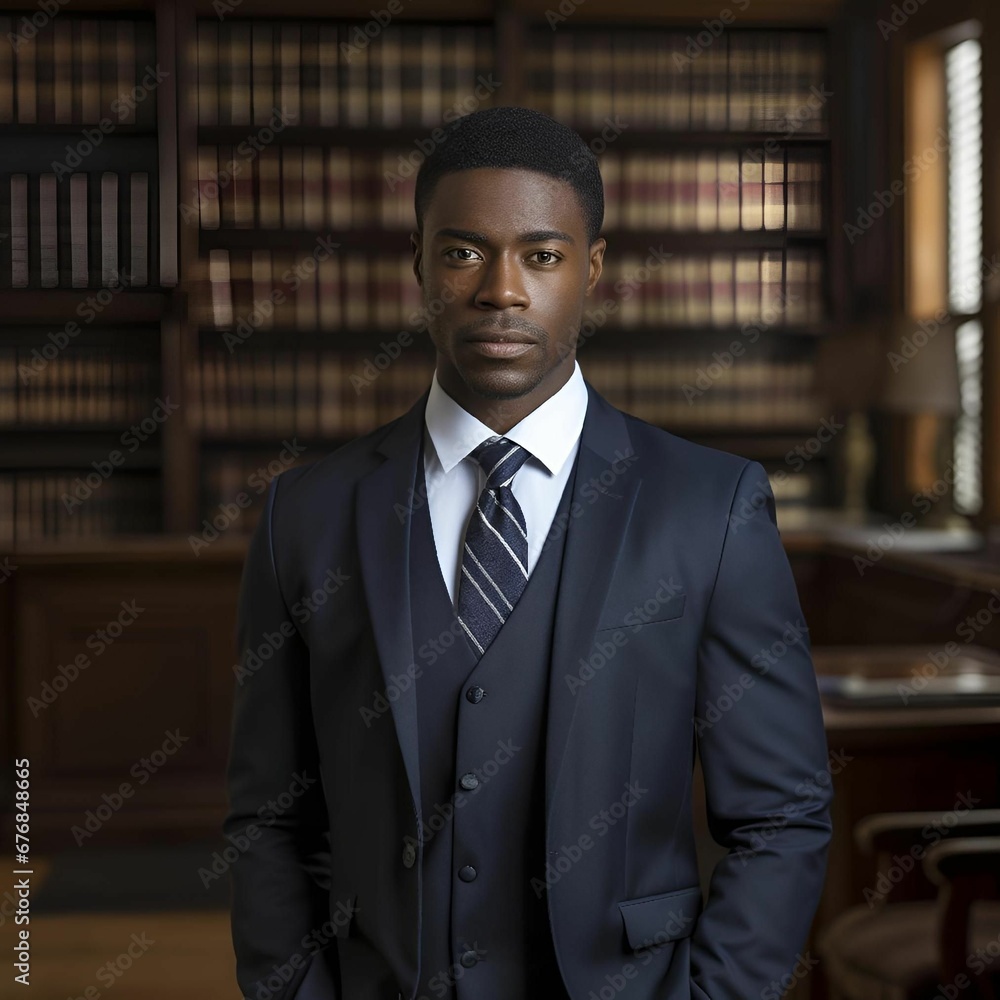 a man in a black suit and tie stands in an old library a man in a black suit and tie stands in an old library