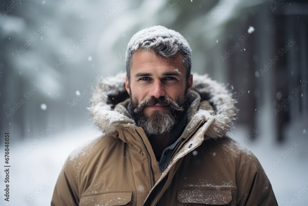 portrait of a man in winter created with Generative AI technology portrait of a man in winter created with Generative AI technology