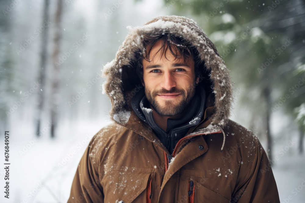 portrait of a man in winter created with Generative AI technology portrait of a man in winter created with Generative AI technology