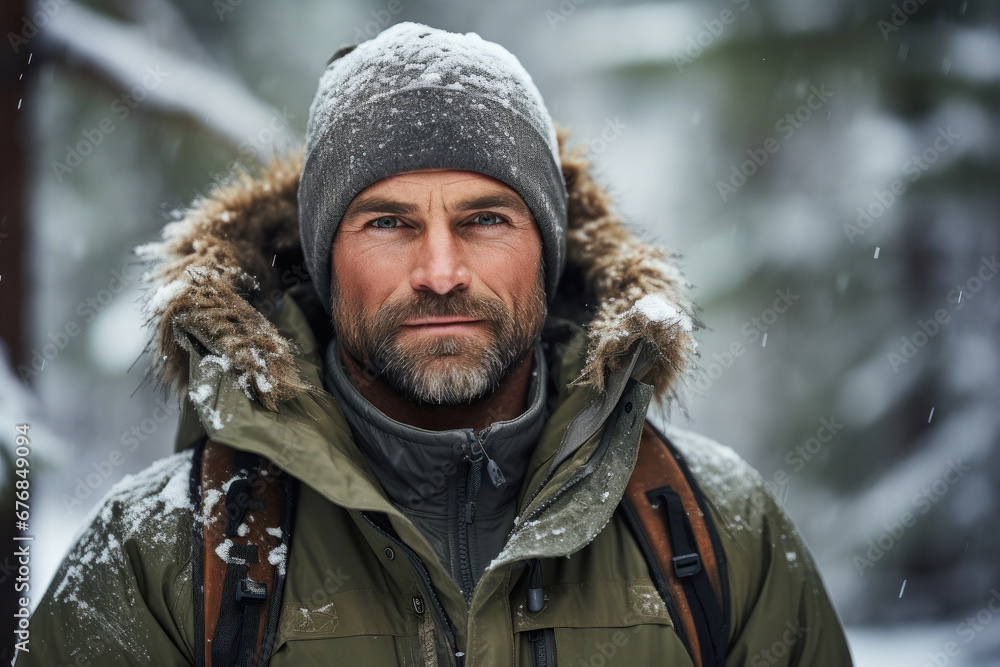 portrait of a man in winter created with Generative AI technology portrait of a man in winter created with Generative AI technology