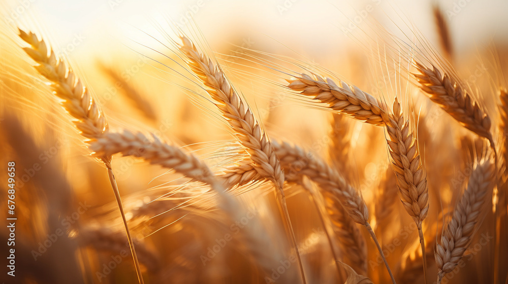 wheat ears on the field. Nature background.