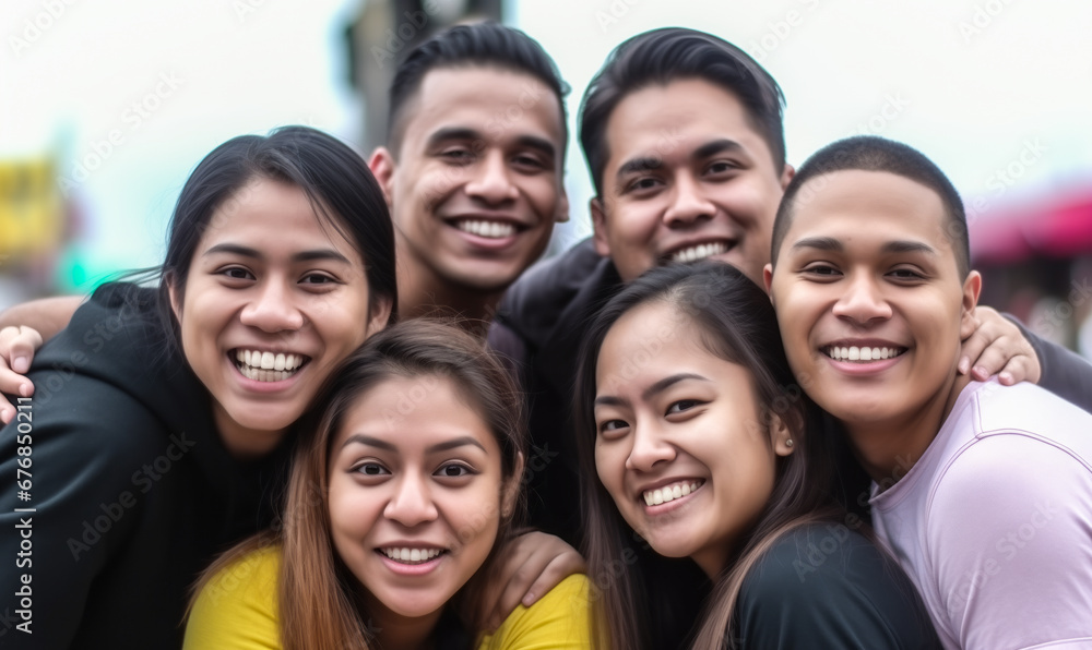 Latin Friends Bonding Outdoors: A Genuine Portrait Latin Friends Bonding Outdoors: A Genuine Portrait