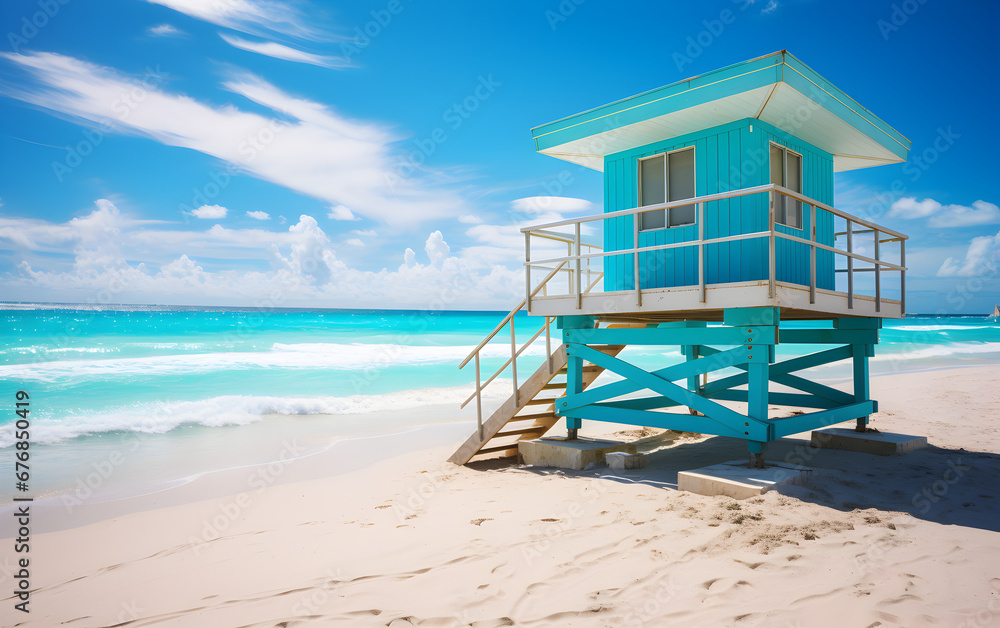 Lifeguard tower on beach Lifeguard tower on beach