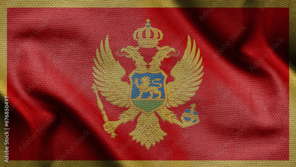 3d illustration flag of Montenegro. Close up waving flag of Montenegro. 3d illustration flag of Montenegro. Close up waving flag of Montenegro.
