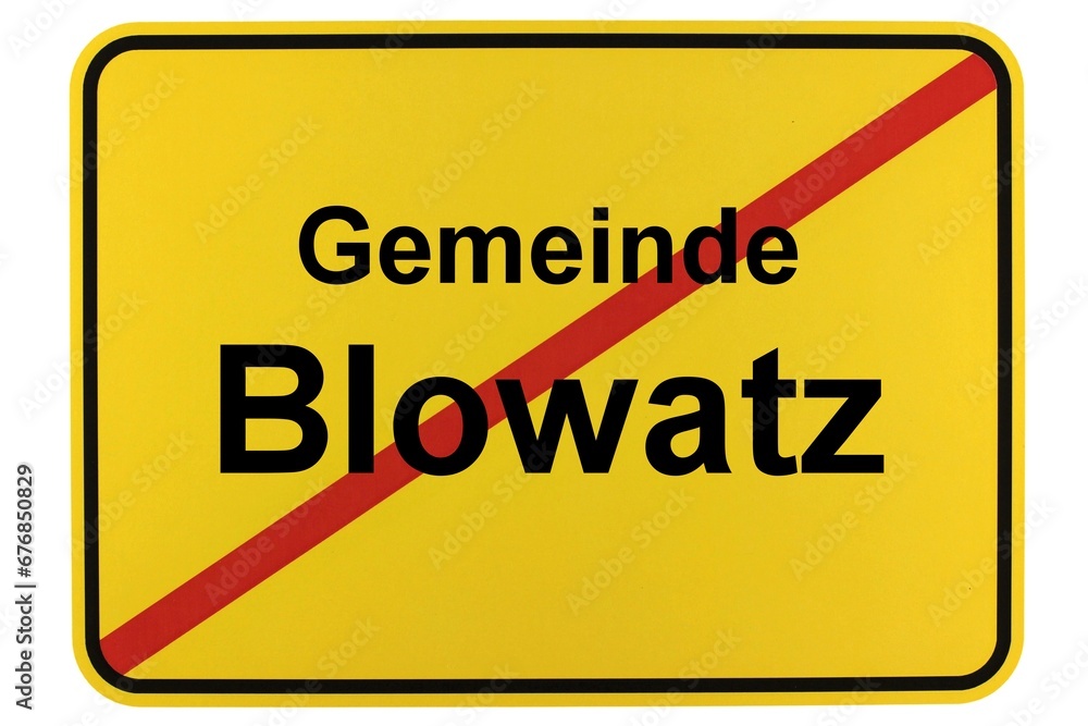 Obraz premium Illustration eines Ortsschildes der Gemeinde Blowatz in Mecklenburg-Vorpommern
