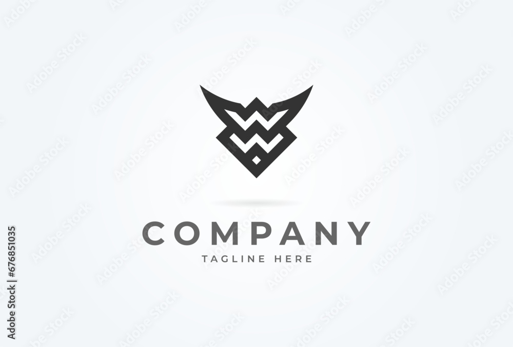 Fototapeta premium Initial W Wolf Logo. letter W forming wolf head. flat design logo template. vector illustration