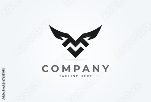 Initial MV or VM Wing logo. monogram letter M and V forming a Wing. flat design logo template. vector illustration