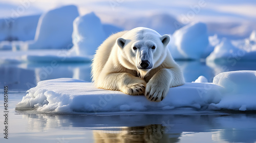 Polar bear (Ursus maritimus) on the pack ice, at the poles.