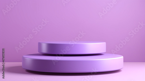 Purple colour minimal concept double cylinder pedestal or podium for product showcase display on empty background. Made with generative ai