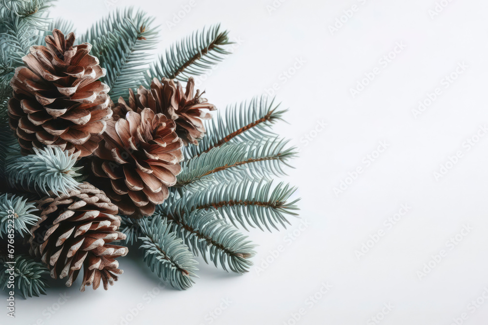 Stunning Close Up of Pine Cones and Branches on White Background. ai generative Stunning Close Up of Pine Cones and Branches on White Background. ai generative