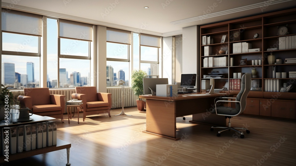a well furnished office room