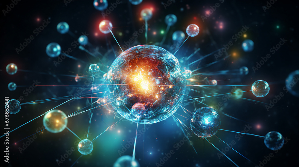 particles in atom scientific illustration