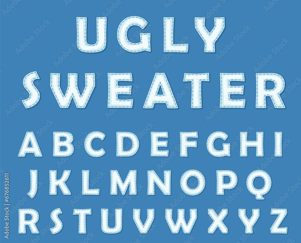 ABC applique for clothes vector illustration, alphabet letter embroidered to denim or knitwear, patch font design for creating prints flyers, seasonal greeting cards ABC applique for clothes vector illustration, alphabet letter embroidered to denim or knitwear, patch font design for creating prints flyers, seasonal greeting cards