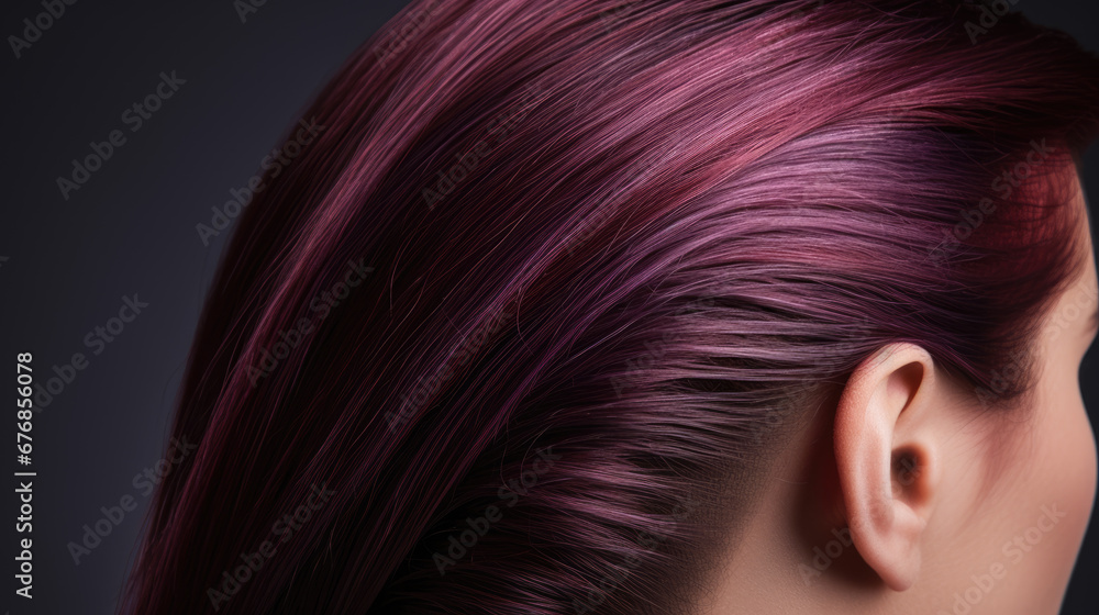 Obraz premium Woman with soft, wavy hair captured in a close-up portrait with a blurred background.