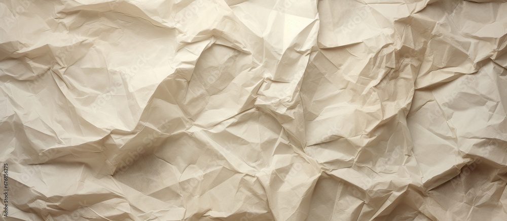 Fototapeta premium Old vintage brown crumpled paper textured background. AI generated image