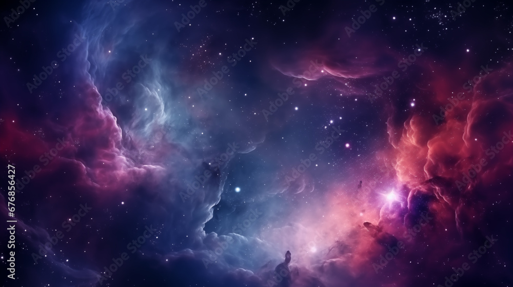 Space background with stars, nebula and galaxy. Magic Universe panorama