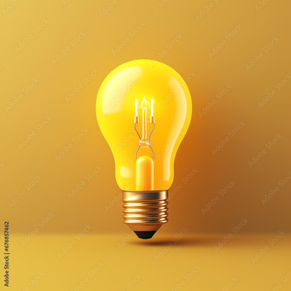 3d cartoon style minimal yellow light bulb icon. Symbol of idea, strategy, and solution. Concept illustration. 3d cartoon style minimal yellow light bulb icon. Symbol of idea, strategy, and solution. Concept illustration.
