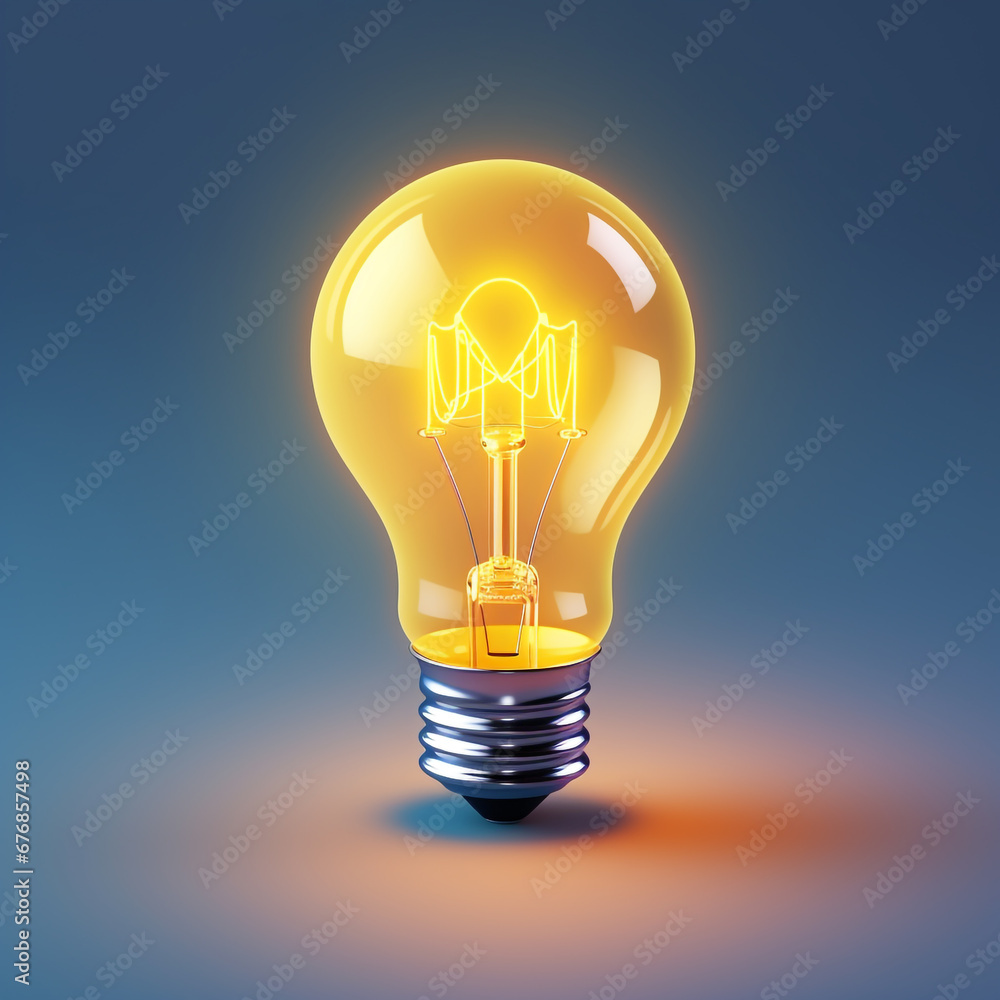 3d cartoon style minimal yellow light bulb icon. Symbol of idea, strategy, and solution. Concept illustration. 3d cartoon style minimal yellow light bulb icon. Symbol of idea, strategy, and solution. Concept illustration.