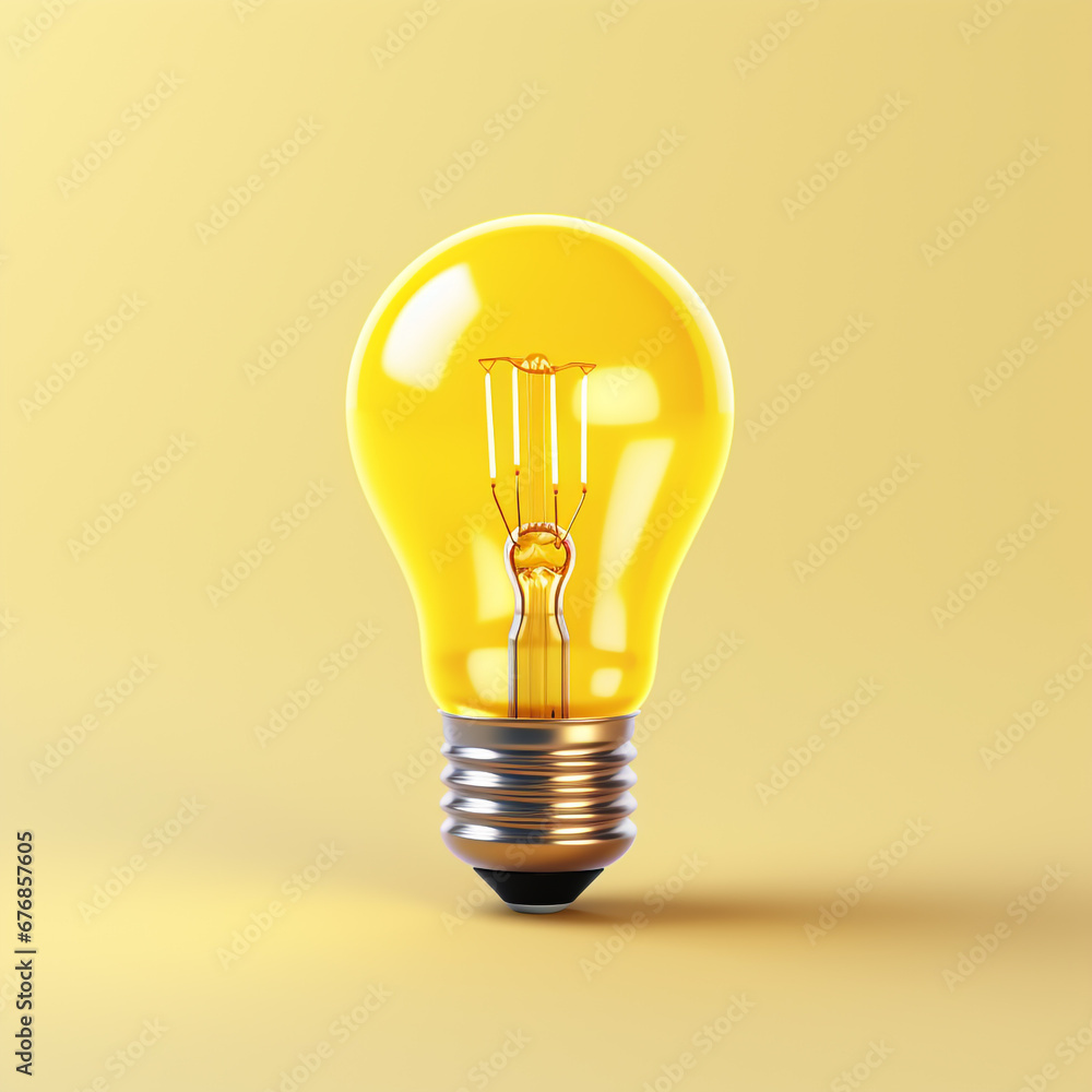 3d cartoon style minimal yellow light bulb icon. Symbol of idea, strategy, and solution. Concept illustration. 3d cartoon style minimal yellow light bulb icon. Symbol of idea, strategy, and solution. Concept illustration.