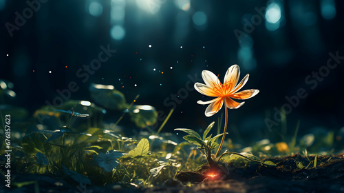A flower in the grass with sunset,Generated With Ai #676857623