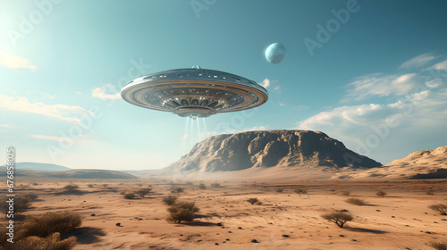 An illustration of an alien UFO spaceship emerging,AI