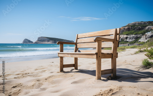wooden bench on beach