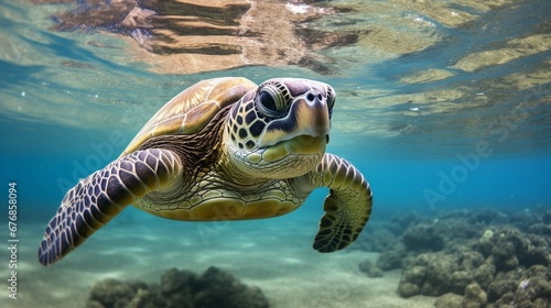 turtle swimming in water © Amer