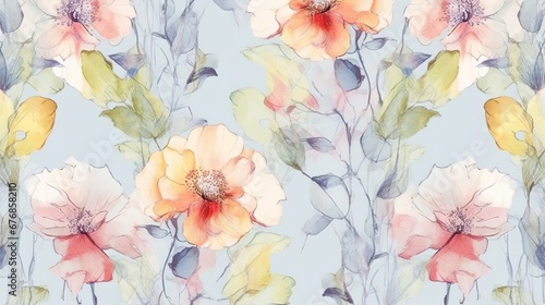 watercolor flowers backgrounds. illustrations in the style of handmade watercolors on a white background, generative artificial intelligence © redlis