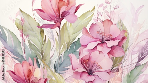 watercolor flowers backgrounds. illustrations in the style of handmade watercolors on a white background  generative artificial intelligence