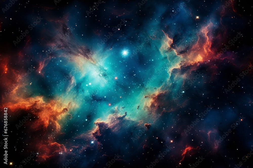 Vibrant space galaxy cloud illuminating night sky, revealing cosmos wonders through science and lens Vibrant space galaxy cloud illuminating night sky, revealing cosmos wonders through science and lens
