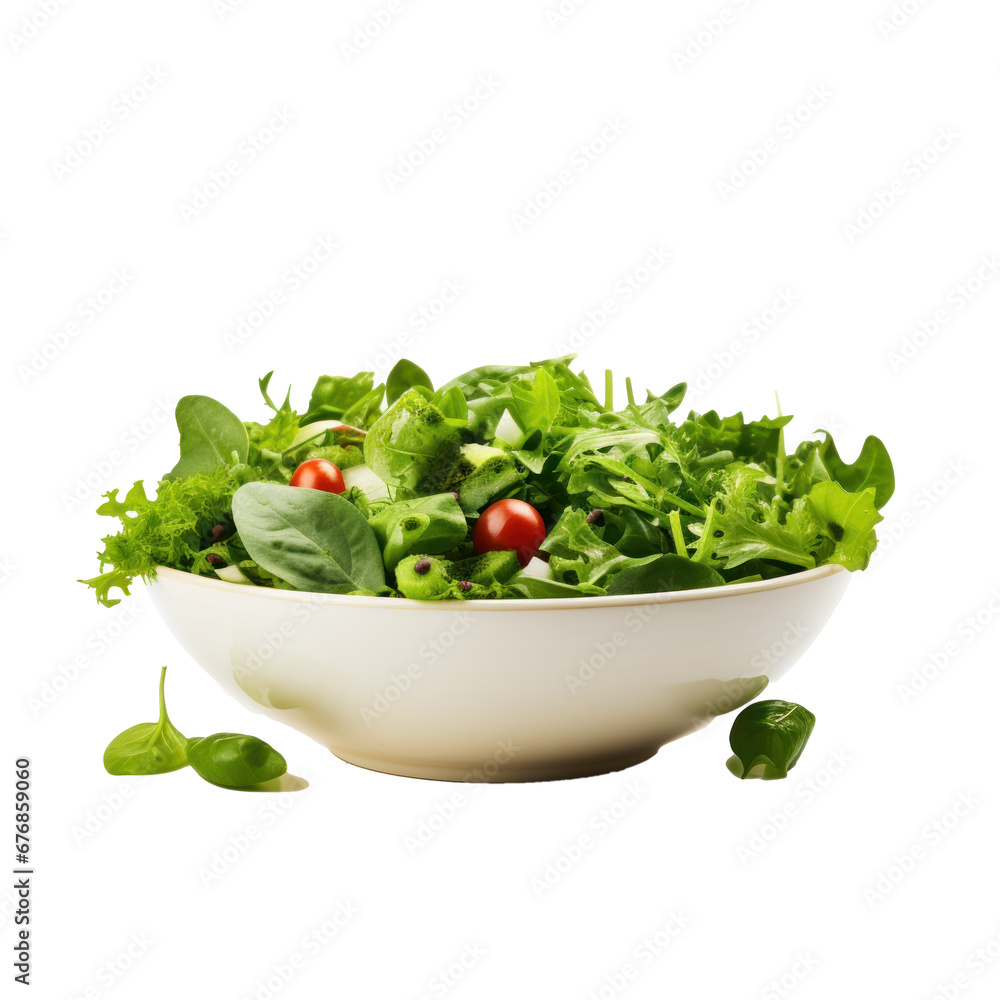 Green vegetables salad on a plate, white background. Green vegetables salad on a plate, white background.